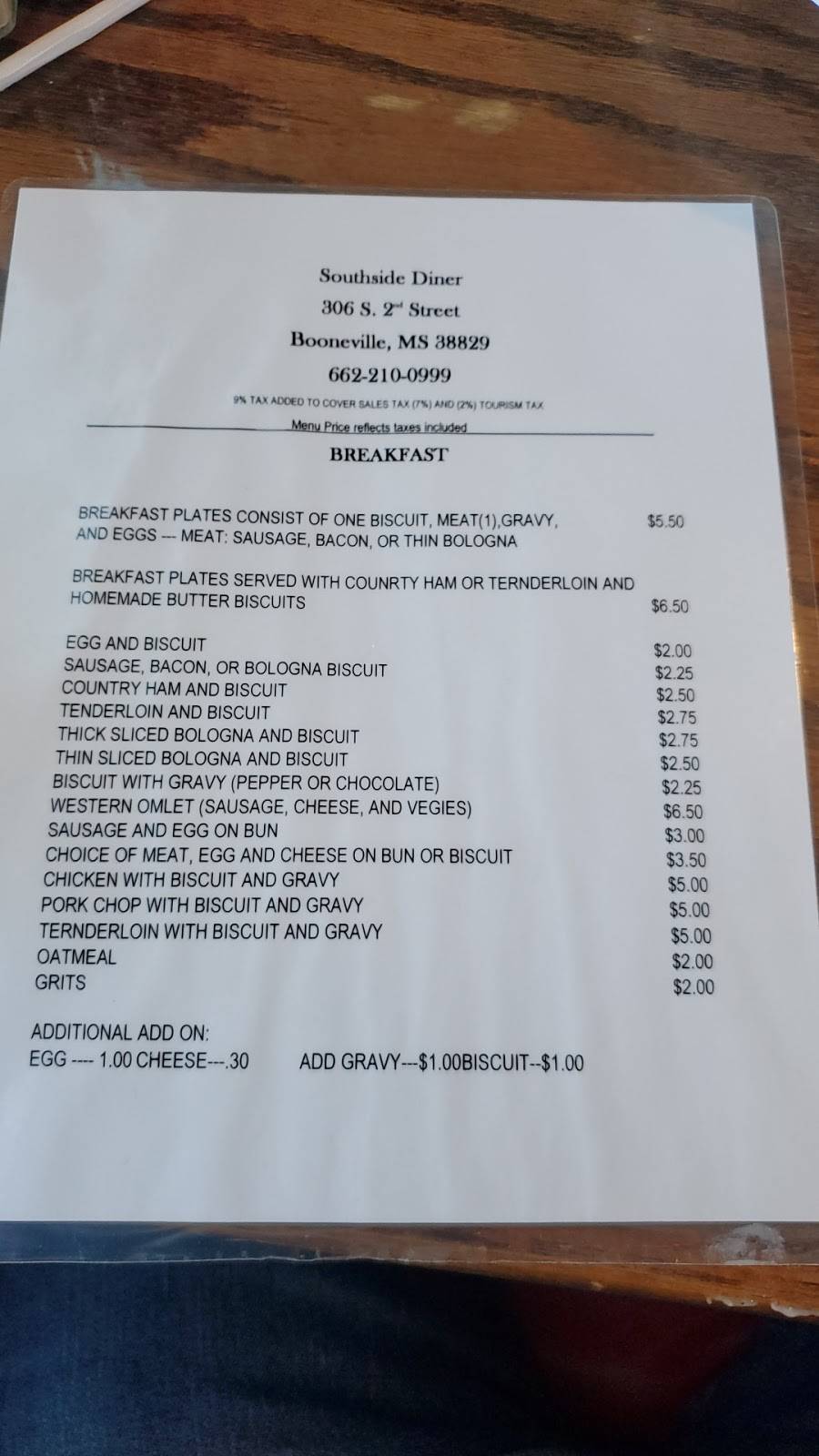 Southside Diner | restaurant | 306 S 2nd St, Booneville, MS 38829, USA | 6622100999 OR +1 662-210-0999