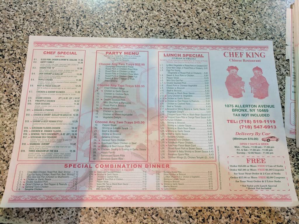 Chef King | restaurant | 1075 Allerton Ave, Bronx, NY 10469, USA | 7185191119 OR +1 718-519-1119