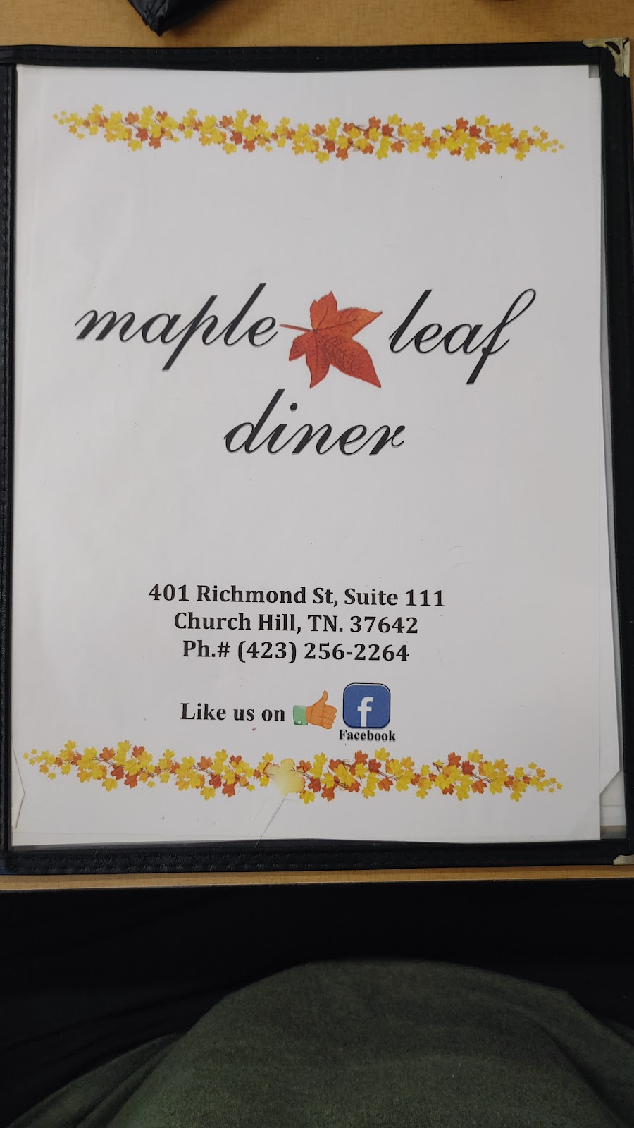 Maple Leaf Diner | restaurant | 401 Richmond St suite 111, Church Hill, TN 37642, USA | 4232562264 OR +1 423-256-2264