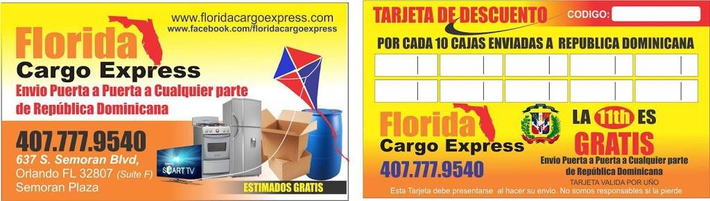 Florida Cargo Express | restaurant | 637 S Semoran Blvd f, Orlando, FL 32807, USA | 4077779540 OR +1 407-777-9540