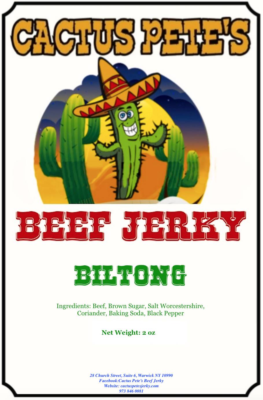 Cactus Petes Beef Jerky | meal takeaway | 9 Main St, Warwick, NY 10990, USA | 9738460081 OR +1 973-846-0081