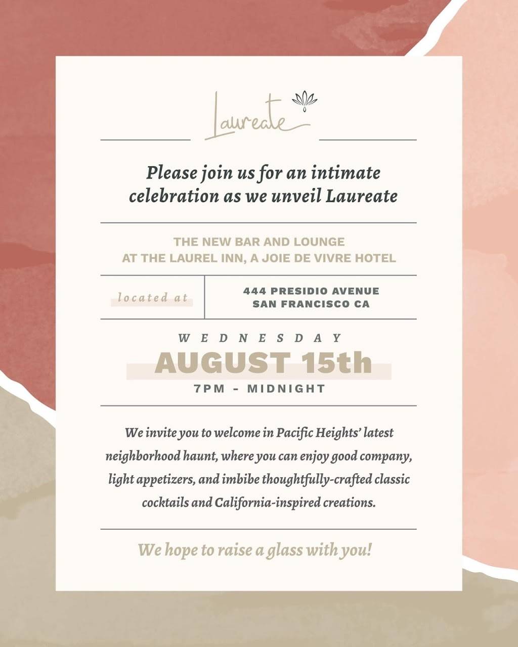 Laureate Bar & Lounge | restaurant | 444 Presidio Ave, San Francisco, CA 94115, USA | 4153467431 OR +1 415-346-7431