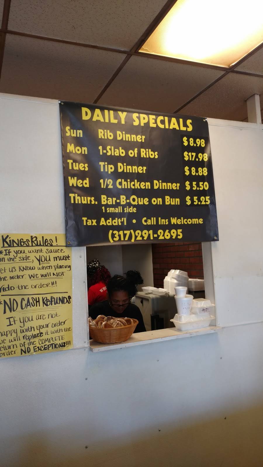 King Ribs Barbecue | restaurant | 5610 Georgetown Rd, Indianapolis, IN 46254, USA | 3172912695 OR +1 317-291-2695