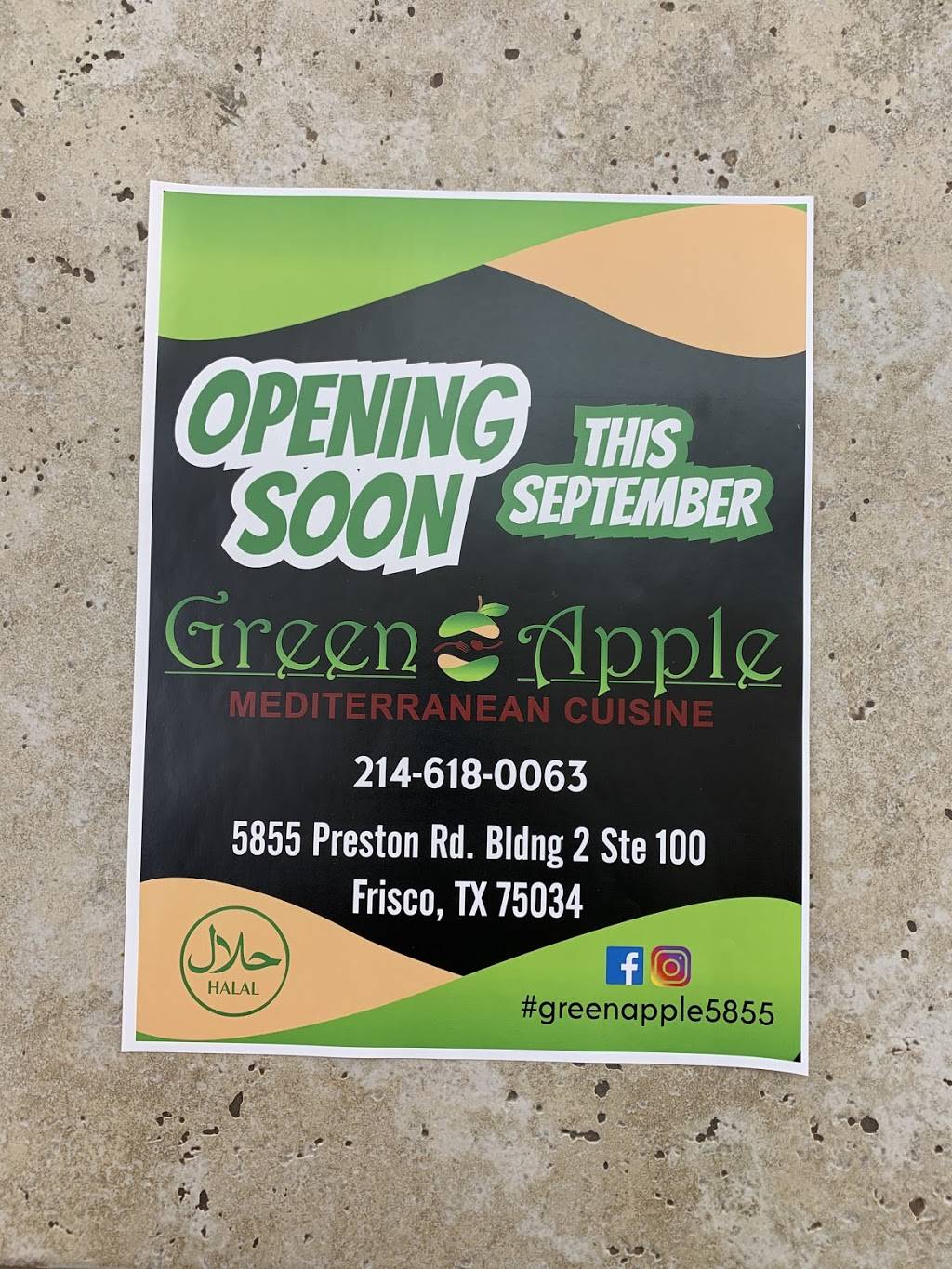 Green Apple Mediterranean cuisine | restaurant | 5855 Preston Rd building 2 suite 100, Frisco, TX 75034, USA | 2146180063 OR +1 214-618-0063