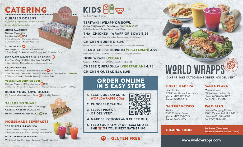 World Wrapps | restaurant | 180 Stanford Shopping Center Unit 240-C, Palo Alto, CA 94304, USA | 6503846302 OR +1 650-384-6302