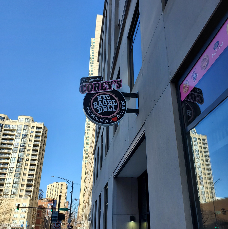 Coreys NYC Bagel Deli | bakery | 515 N Dearborn St, Chicago, IL 60654, USA | 3129239999 OR +1 312-923-9999