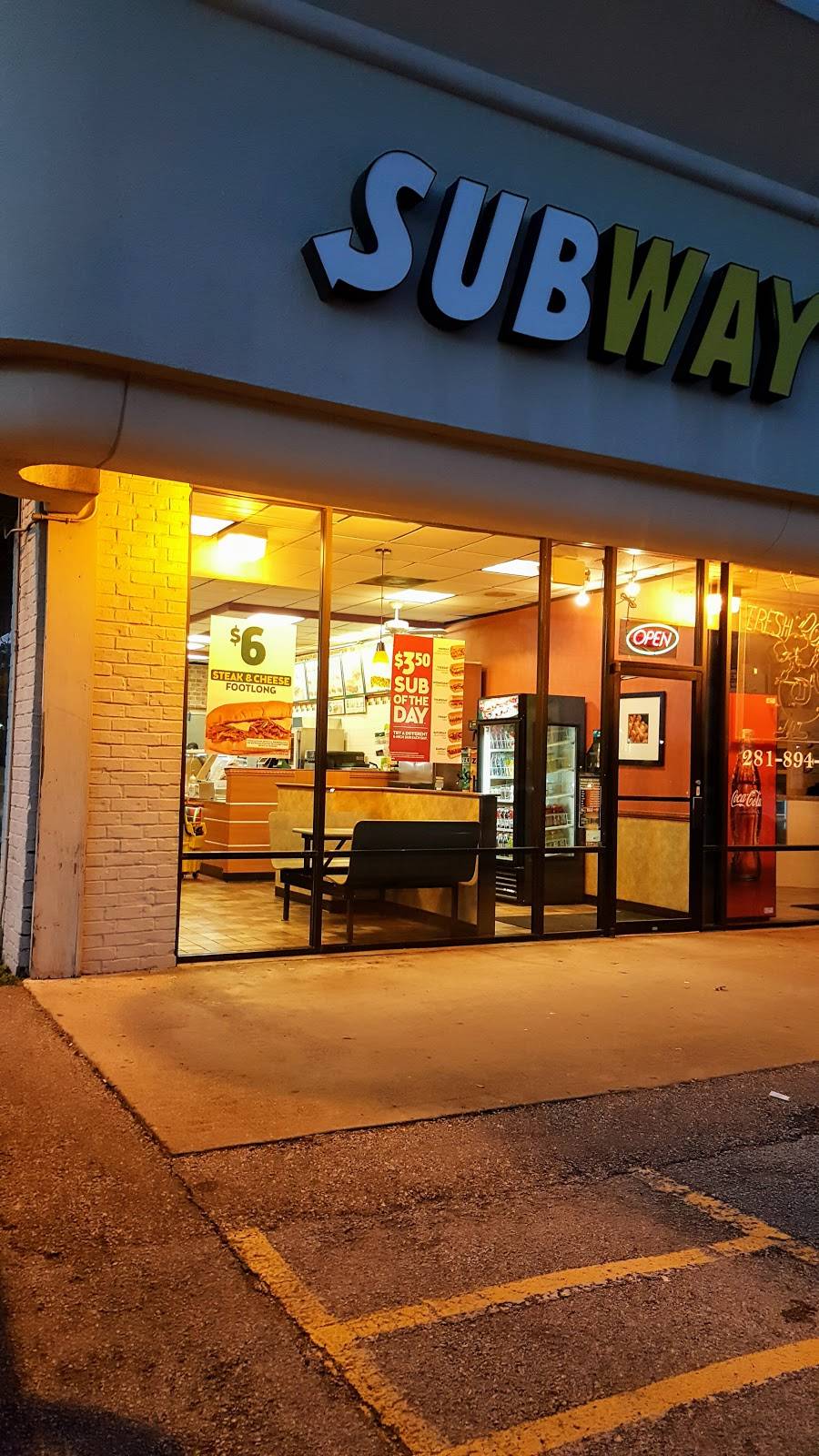 Subway Restaurants | restaurant | 10978 Grant Rd A, Houston, TX 77070, USA | 2818948866 OR +1 281-894-8866