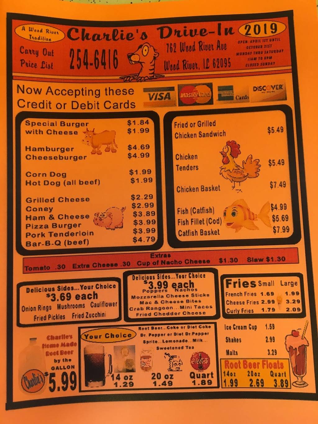 Charlies Drive-In | restaurant | 762 Wood River Ave, Wood River, IL 62095, USA | 6182546416 OR +1 618-254-6416