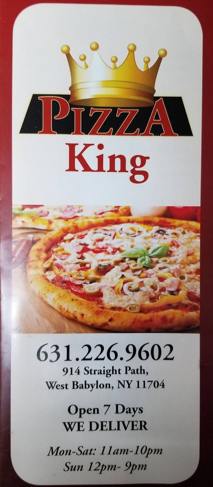 Pizza King | restaurant | 914 Straight Path, West Babylon, NY 11704, USA | 6312269602 OR +1 631-226-9602