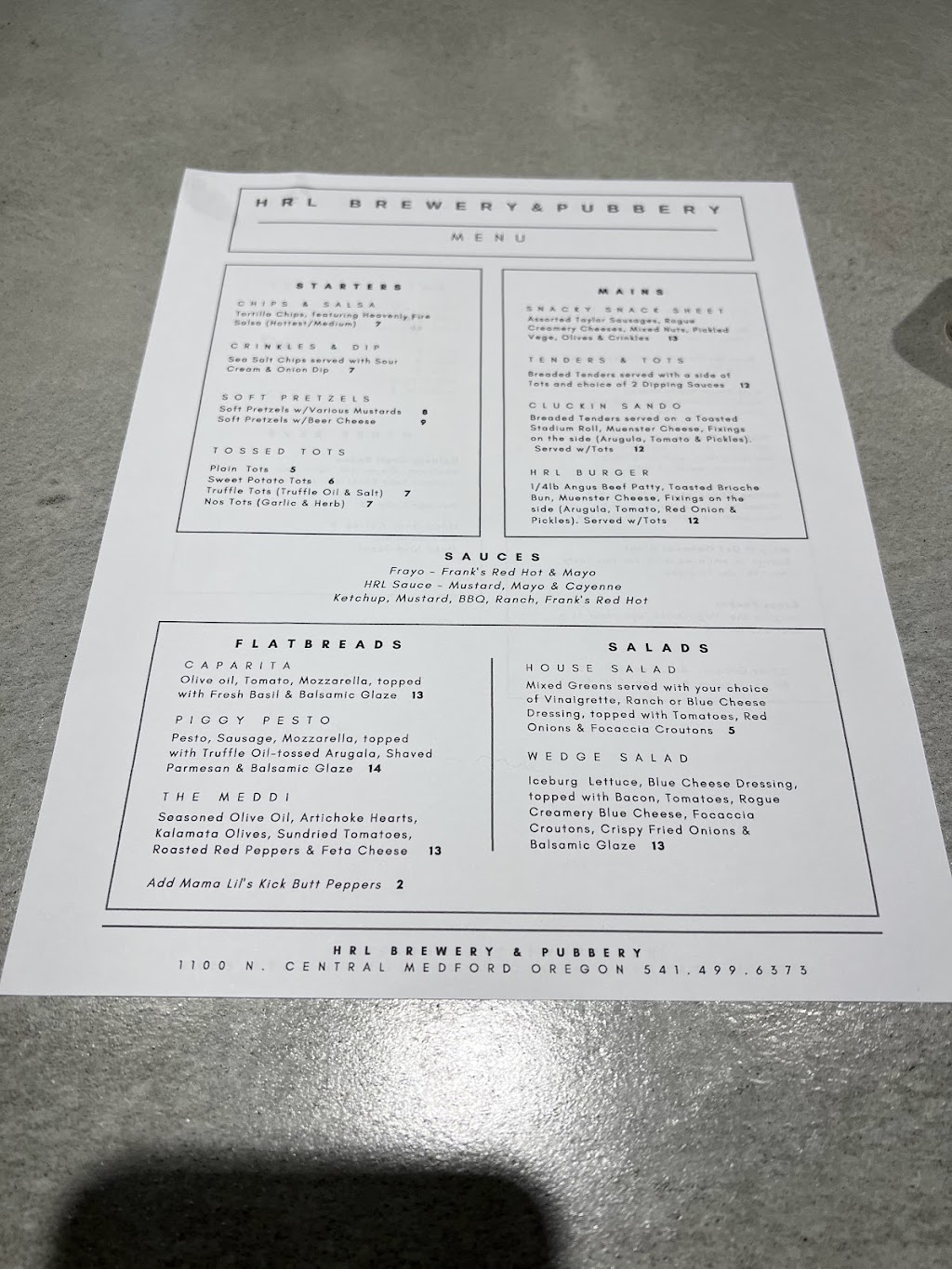 HRL Brewery & Pubbery | restaurant | 1100 N Central Ave, Medford, OR 97501, USA | 5414996373 OR +1 541-499-6373