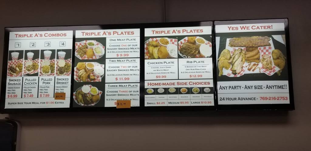 Triple A’s BBQ | restaurant | 690 Yandell Rd, Canton, MS 39046, USA | 7693000935 OR +1 769-300-0935