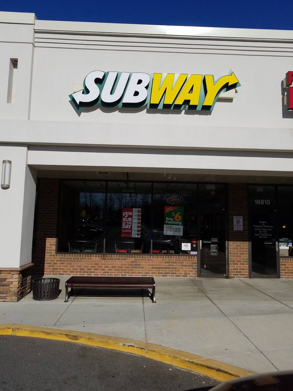 Subway | restaurant | 16817 Crabbs Branch Hwy, Rockville, MD 20855, USA | 3015192999 OR +1 301-519-2999