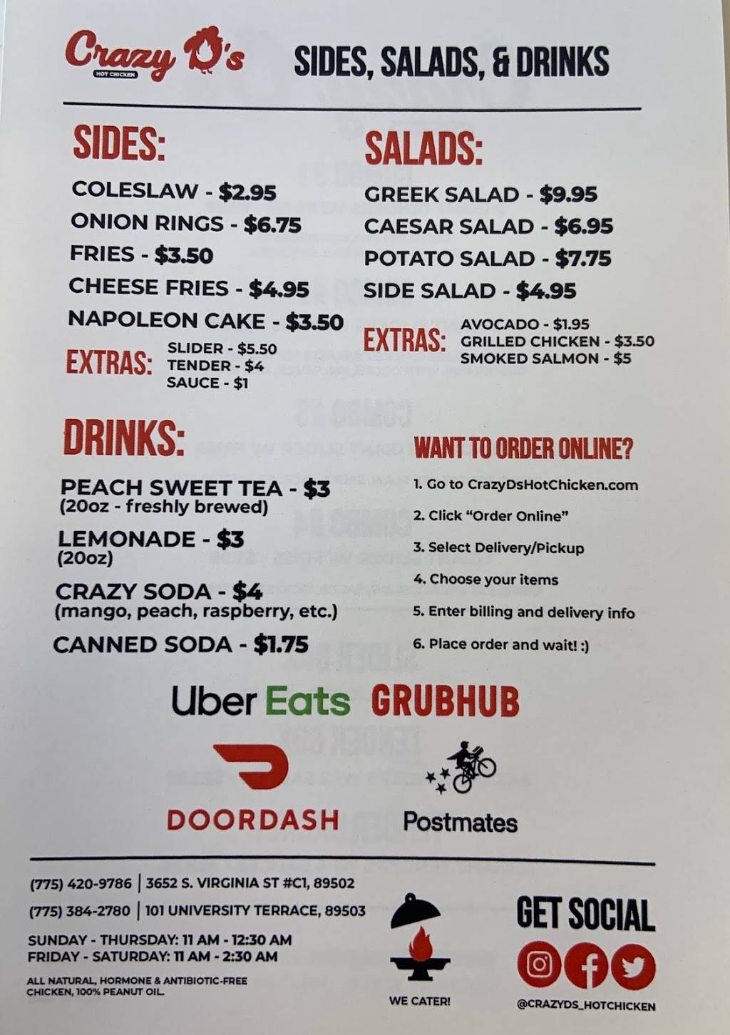 Crazy Ds Hot Chicken | restaurant | 101 University Terrace, Reno, NV 89503, USA | 7753842780 OR +1 775-384-2780