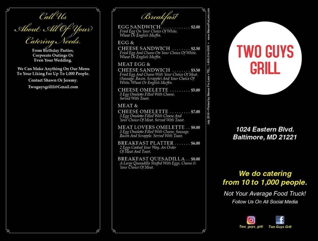 Two Guys Grill | restaurant | 1024 Eastern Blvd, Essex, MD 21221, USA | 4438242775 OR +1 443-824-2775