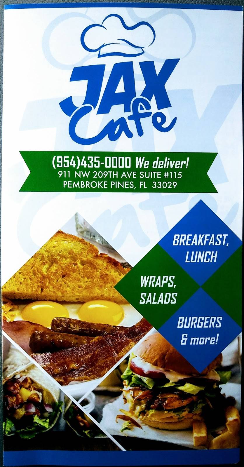 Jax Cafe | cafe | 911 NW 209th Ave #115, Pembroke Pines, FL 33029, USA | 9544350000 OR +1 954-435-0000