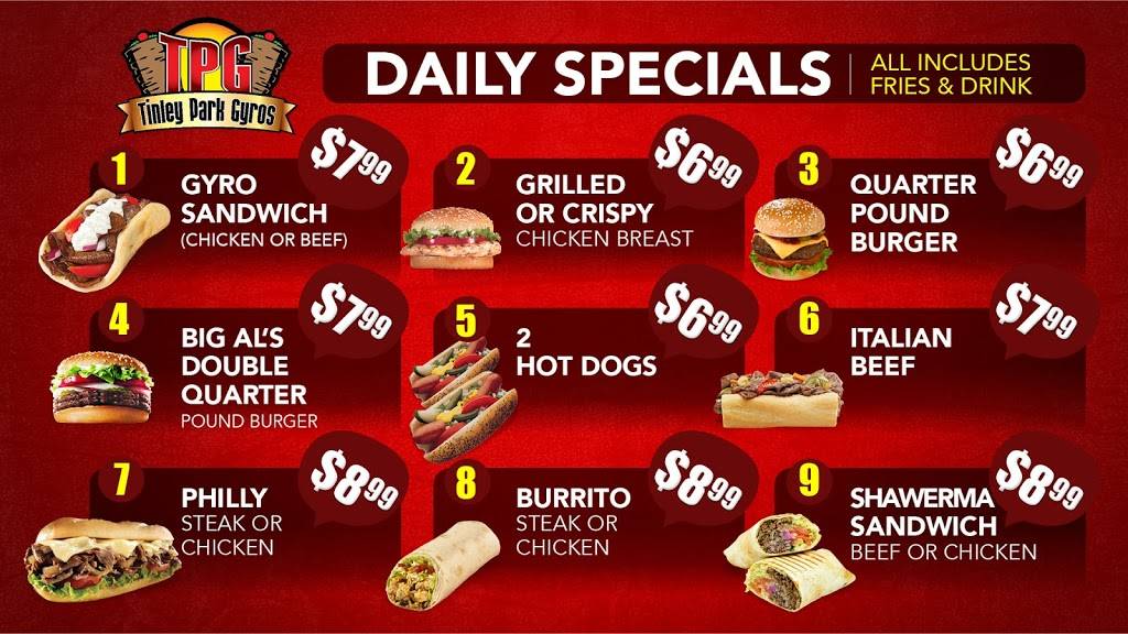 Tinley Gyros | restaurant | 7931 171st St, Tinley Park, IL 60477, USA | 7084297626 OR +1 708-429-7626