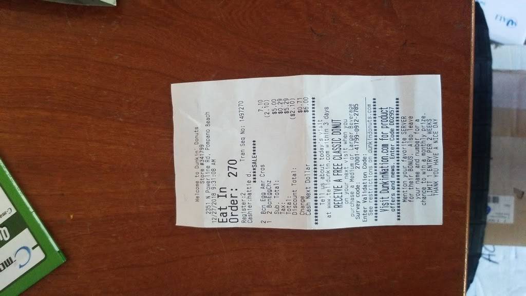 Dunkin | bakery | 2351 N Powerline Rd, Pompano Beach, FL 33064, USA | 9549330550 OR +1 954-933-0550