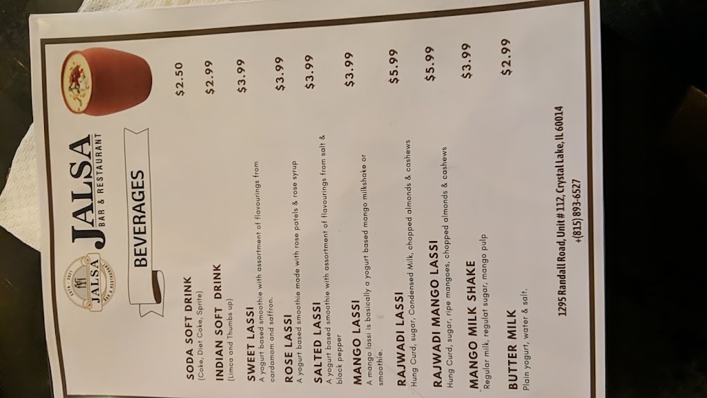 Jalsa Bar & Restaurant | restaurant | 1295 N Randall Rd, Crystal Lake, IL 60014, USA | 8158936527 OR +1 815-893-6527
