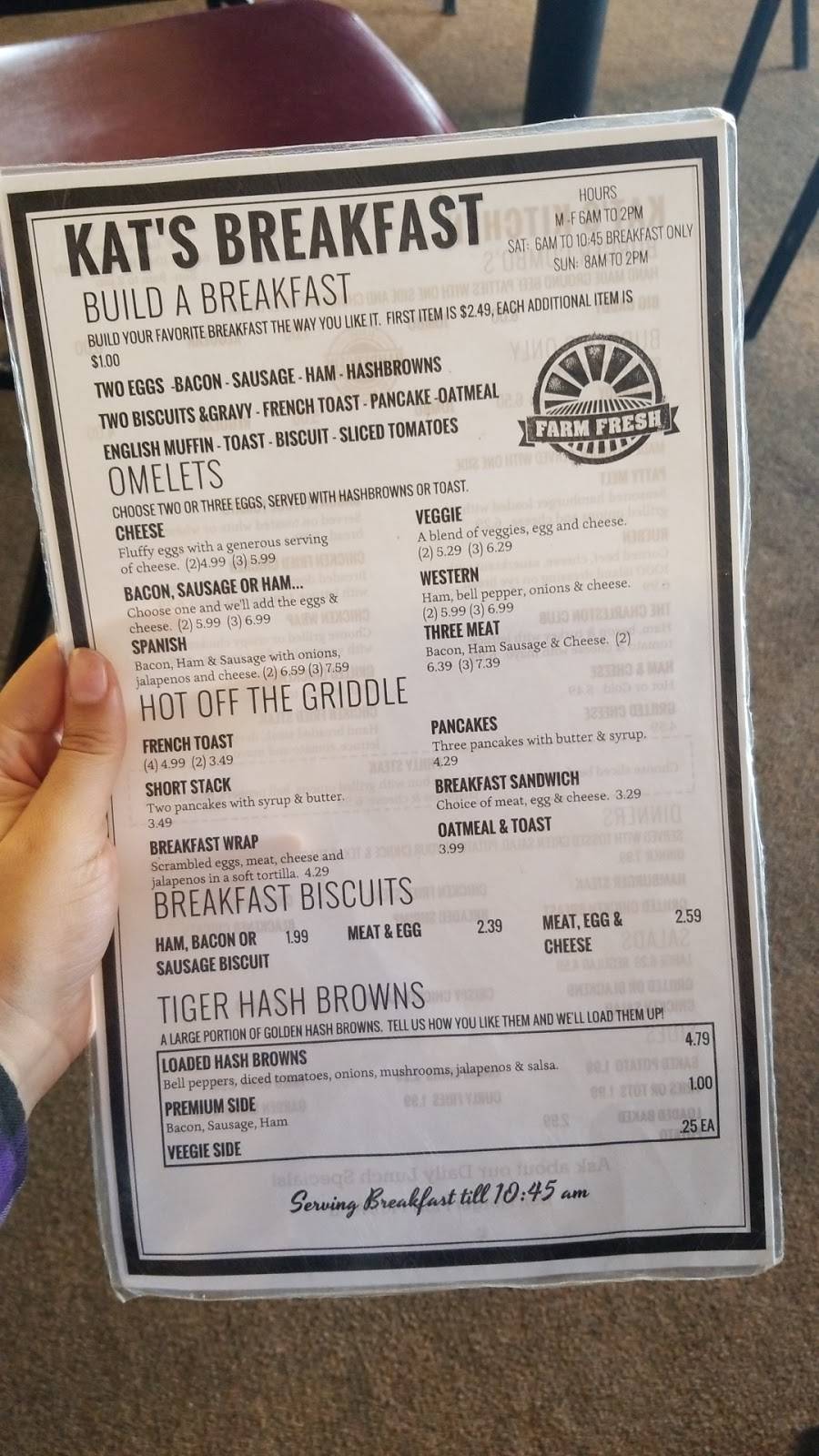 Kats Kitchen | restaurant | 8 W Main St, Charleston, AR 72933, USA | 4799650336 OR +1 479-965-0336