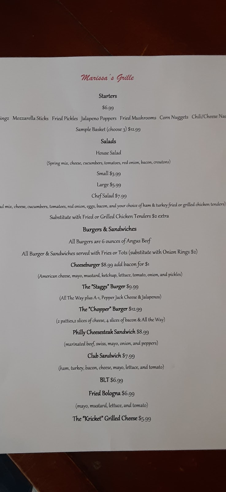 Marissas Grille | restaurant | 9655 Pulaski Pike Unit D, Toney, AL 35773, USA | 2568135336 OR +1 256-813-5336