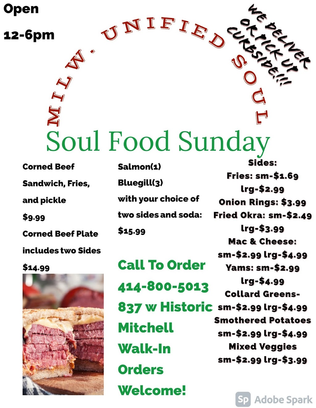 Milwaukee Unified Soul | restaurant | 837 W Historic Mitchell St, Milwaukee, WI 53204, USA | 4148005013 OR +1 414-800-5013