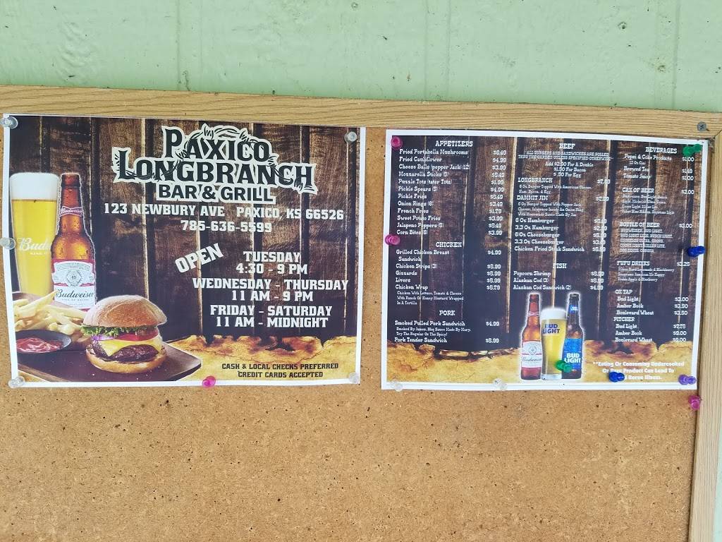 Paxico Longbranch | restaurant | 123 Newbury Ave, Paxico, KS 66526, USA | 7856365599 OR +1 785-636-5599