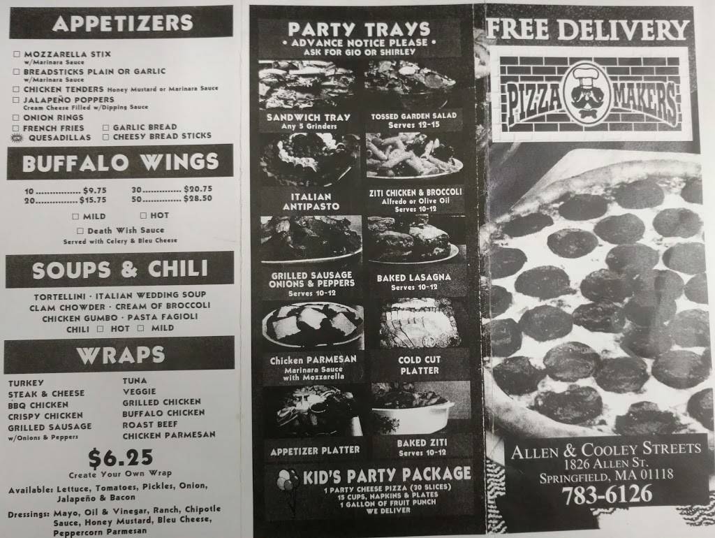 Pizza Makers | restaurant | 1820, 1826 Allen St, Springfield, MA 01118, USA | 4137836126 OR +1 413-783-6126