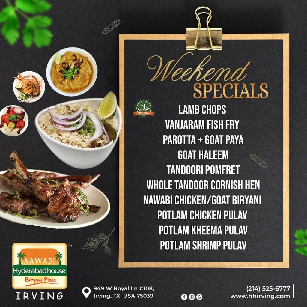Hyderabad House | restaurant | 949 W Royal Ln suite 108, Irving, TX 75039, USA | 2145256777 OR +1 214-525-6777