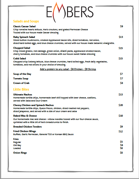 Embers Restaurant | restaurant | 630 Naamans Rd, Claymont, DE 19703, USA | 3027922700 OR +1 302-792-2700