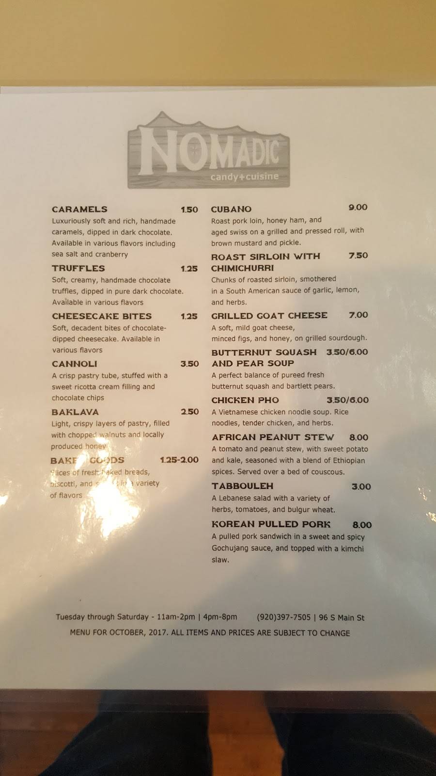 Nomadic | restaurant | 96 S Main St, Fort Atkinson, WI 53538, USA | 9203977505 OR +1 920-397-7505