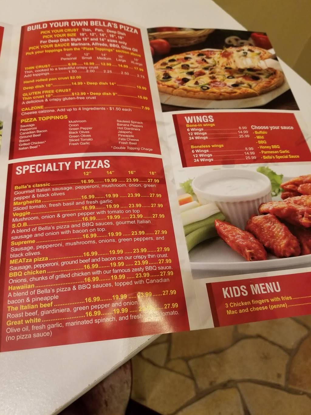 Bella’s | restaurant | 1045 Fountain View Dr, Carol Stream, IL 60188, USA | 6305801888 OR +1 630-580-1888