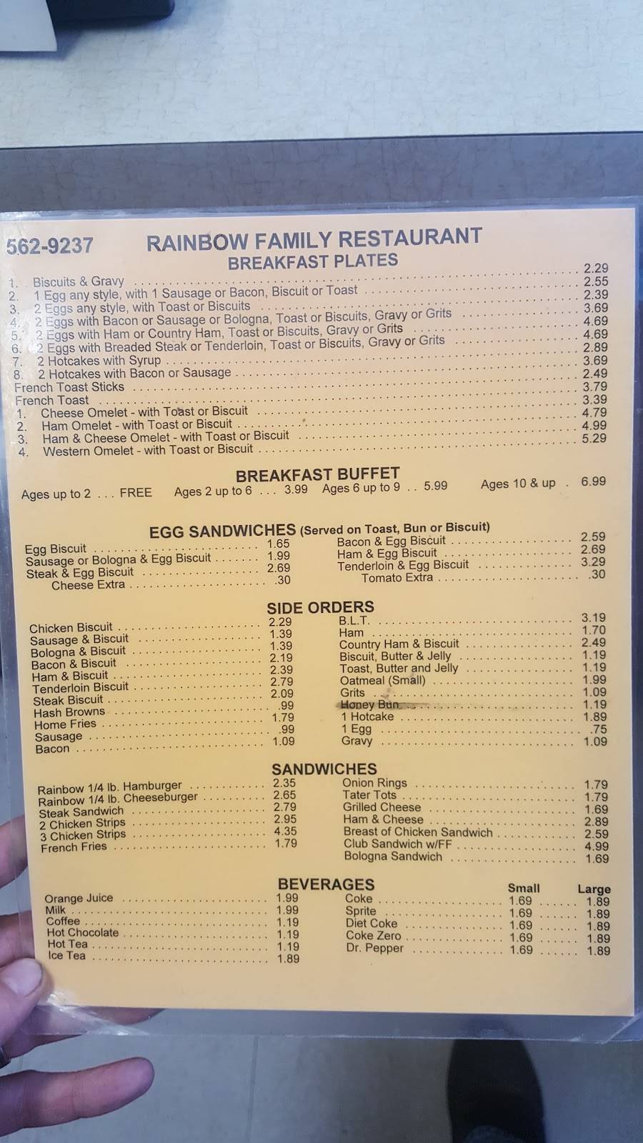 Rainbow Family Restaurant | restaurant | 1726 Jacksboro Pike, LaFollette, TN 37766, USA | 4235629237 OR +1 423-562-9237