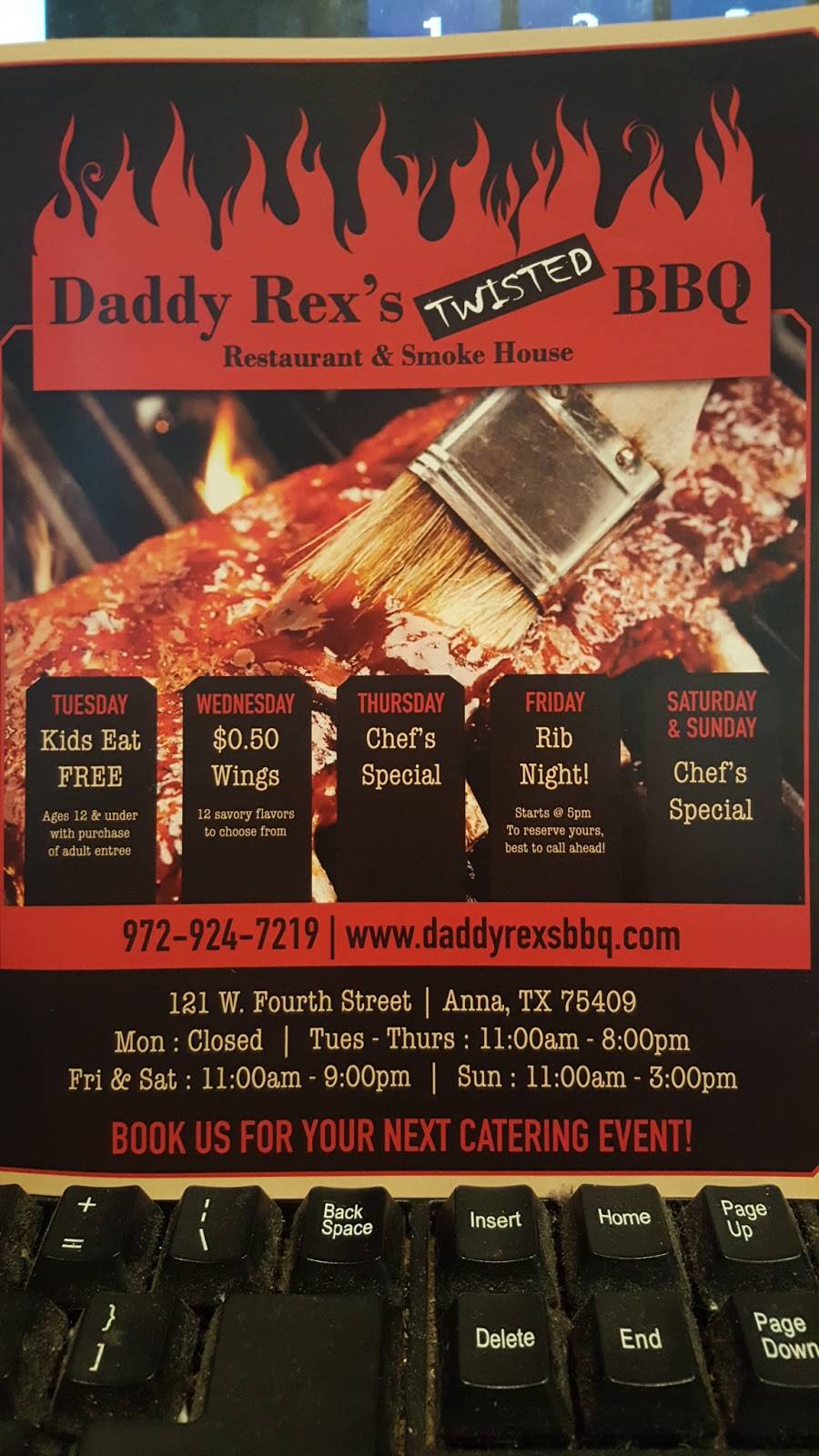 Daddy Rexs Twisted BBQ | restaurant | 121 W 4th St, Anna, TX 75409, USA | 9729247218 OR +1 972-924-7218