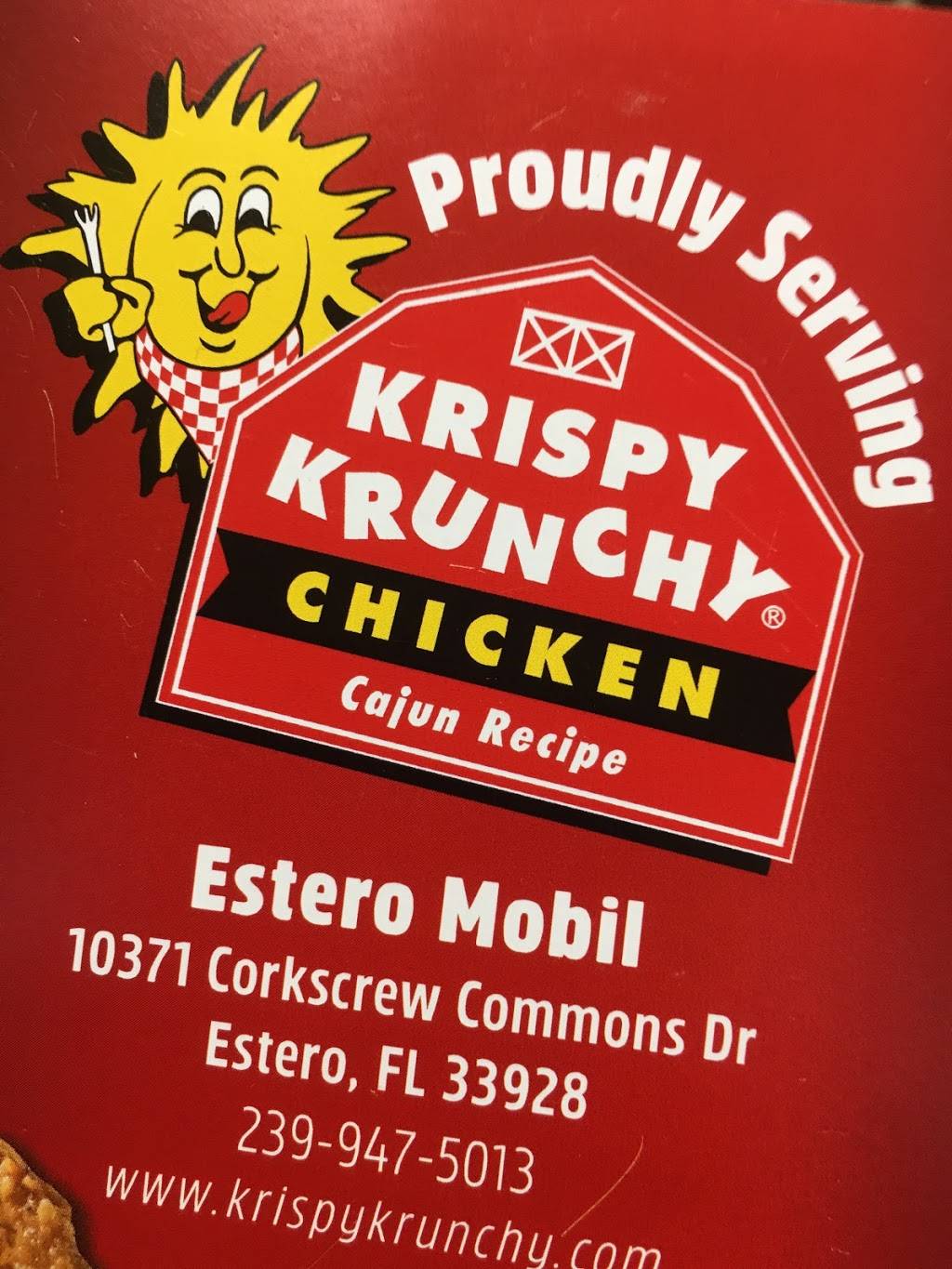 Krispy Krunchy Chicken | restaurant | 10371 Corkscrew Commons Dr, Estero, FL 33928, USA | 2399475013 OR +1 239-947-5013