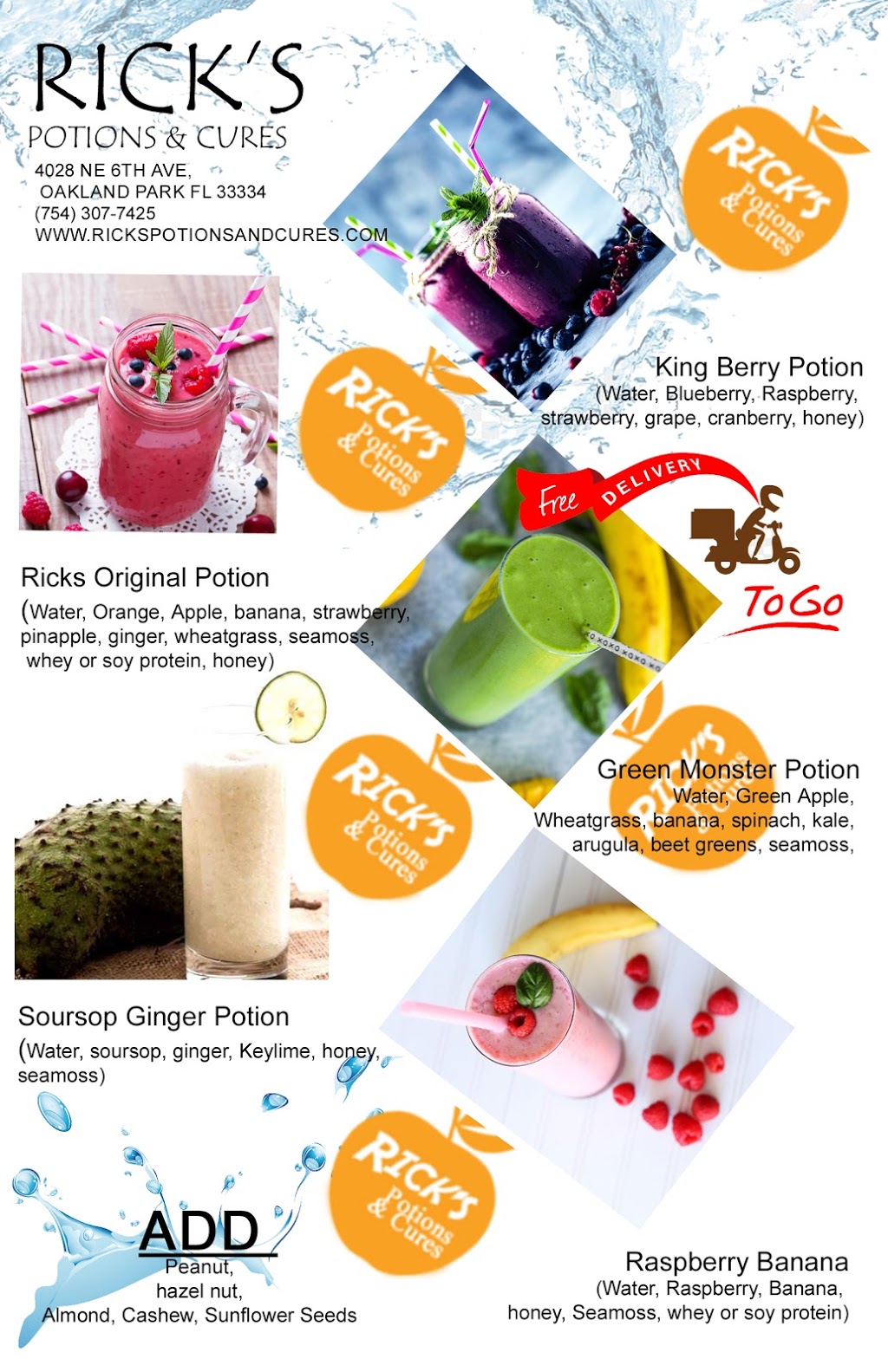 Ricks Potions & Cures | restaurant | 4028 NE 6th Ave, Oakland Park, FL 33334, USA | 7543077425 OR +1 754-307-7425