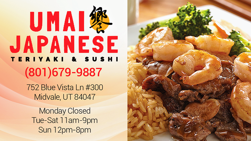 Umai Japanese | restaurant | 752 Blue Vista Ln #300, Midvale, UT 84047, USA | 8016799887 OR +1 801-679-9887