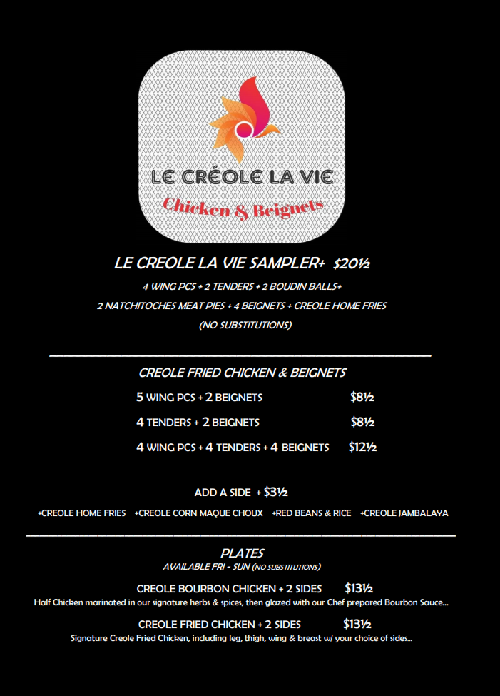 Le Creole La Vie ° Chicken & Beignets | restaurant | 12800 Woodforest Blvd, Houston, TX 77015, USA | 8326999925 OR +1 832-699-9925