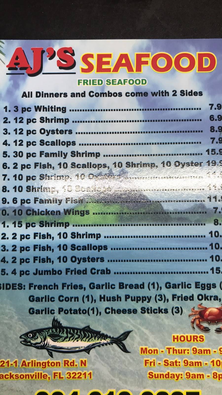 Aj’s Seafood | restaurant | 21-1 Arlington Rd N, Jacksonville, FL 32211, USA | 9046190837 OR +1 904-619-0837