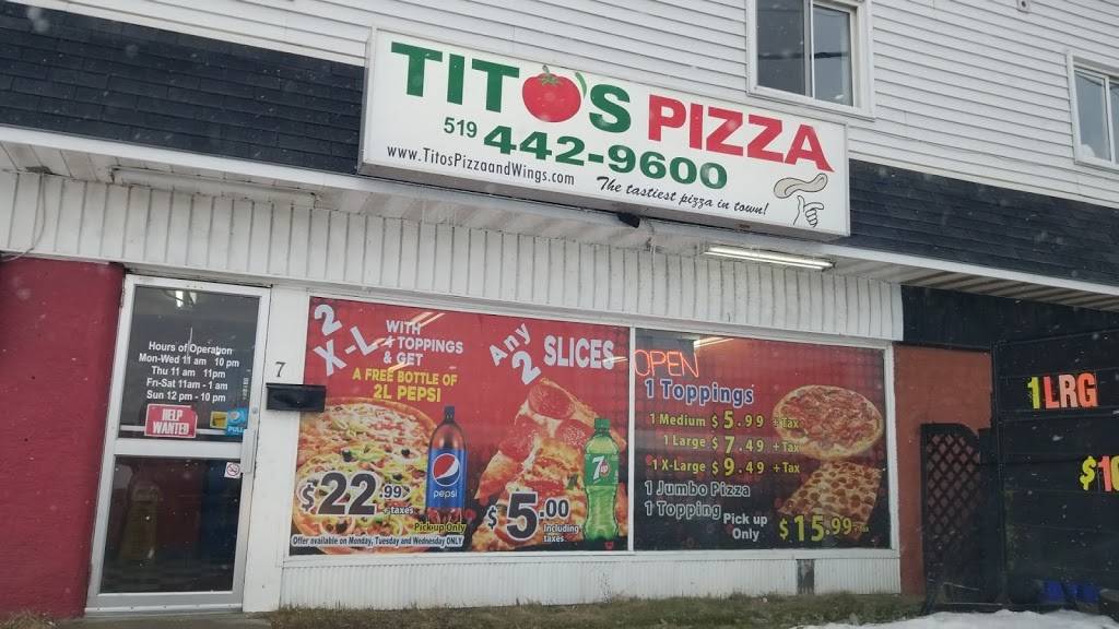 Titos Pizza | restaurant | 7 Market St, Paris, ON N3L 3A3, Canada | 5194429600 OR +1 519-442-9600