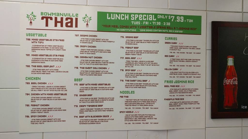 Bowmanville Thai | restaurant | 9 King St E, Bowmanville, ON L1C 1N2, Canada | 9056976262 OR +1 905-697-6262