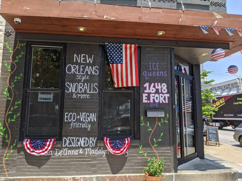 Ice Queens Snowball Shop | meal takeaway | 1648 E Fort Ave, Baltimore, MD 21230, USA | 4106468582 OR +1 410-646-8582