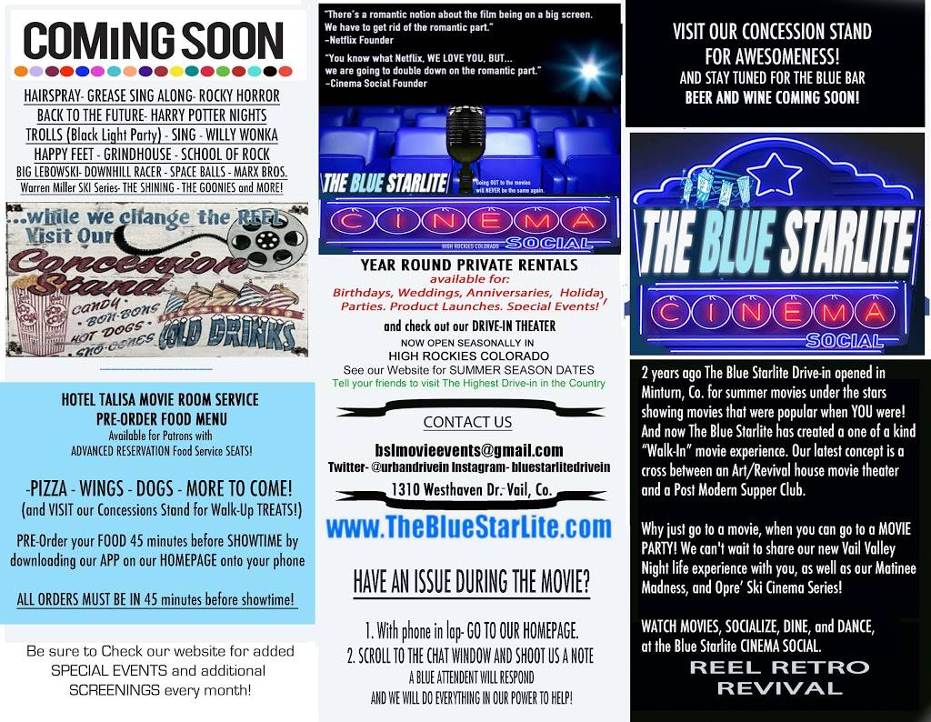 BLUE STARLITE CINEMA SOCIAL | night club | 1310 Westhaven Dr, Vail, CO 81657, USA | 9704454731 OR +1 970-445-4731