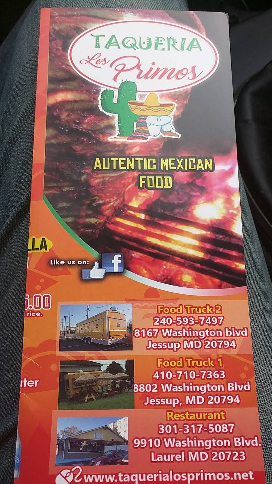Taqueria Los Primos | restaurant | 8167 Washington Blvd, Jessup, MD 20794, USA | 2405937497 OR +1 240-593-7497