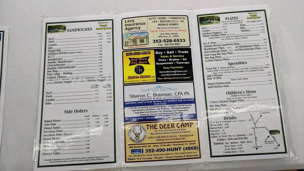 Frogs BBQ Pad | restaurant | 21031 NE US Hwy 27, Williston, FL 32696, USA | 3525290832 OR +1 352-529-0832