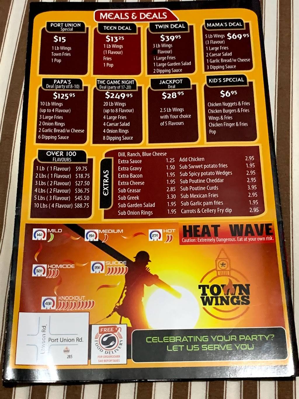 Town Wings | restaurant | 285 Port Union Rd, Scarborough, ON M1C 2L3, Canada | 4162844444 OR +1 416-284-4444