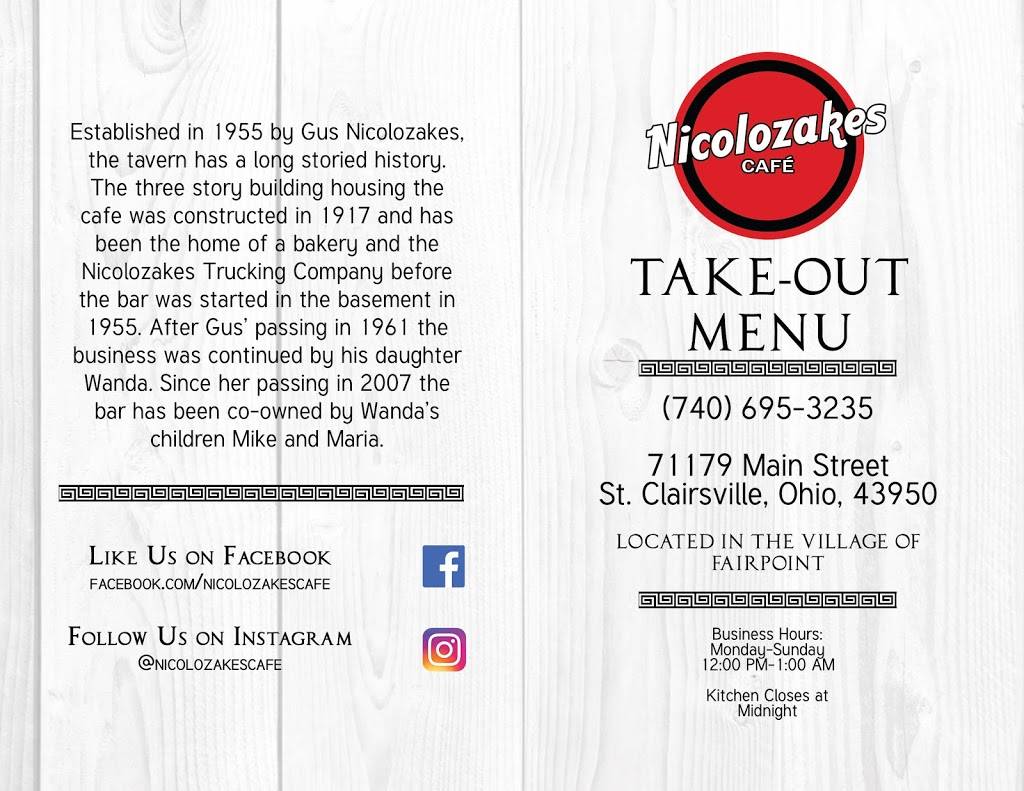 Nicolozakes Cafe | restaurant | 71179 Main St, St Clairsville, OH 43950, USA | 7406953235 OR +1 740-695-3235