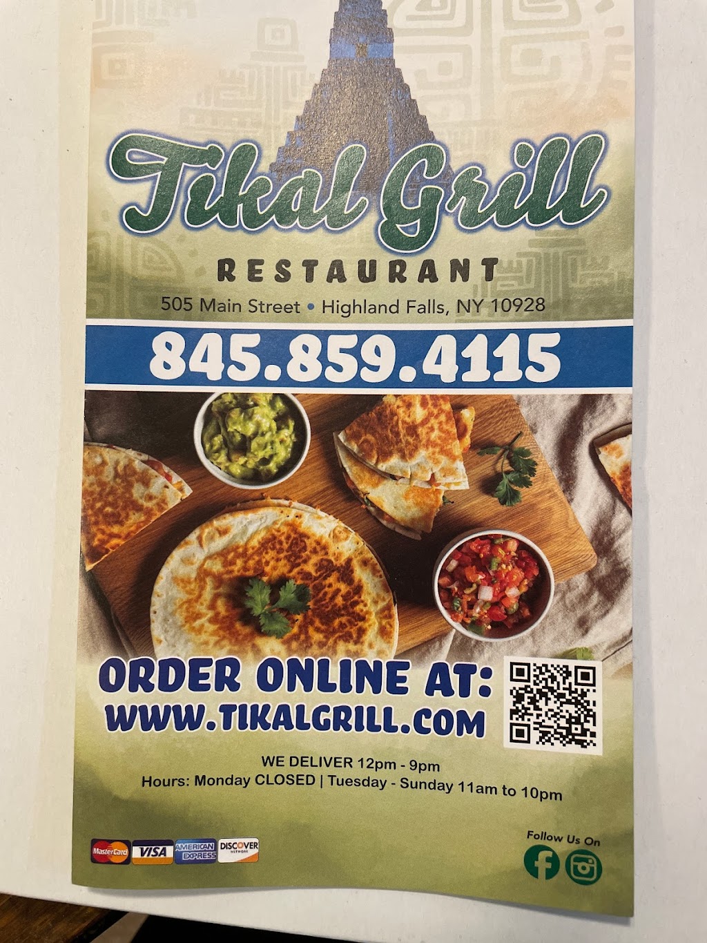 Tikal Grill Restaurant | restaurant | 505 Main St, Highland Falls, NY 10928, USA | 8458594115 OR +1 845-859-4115