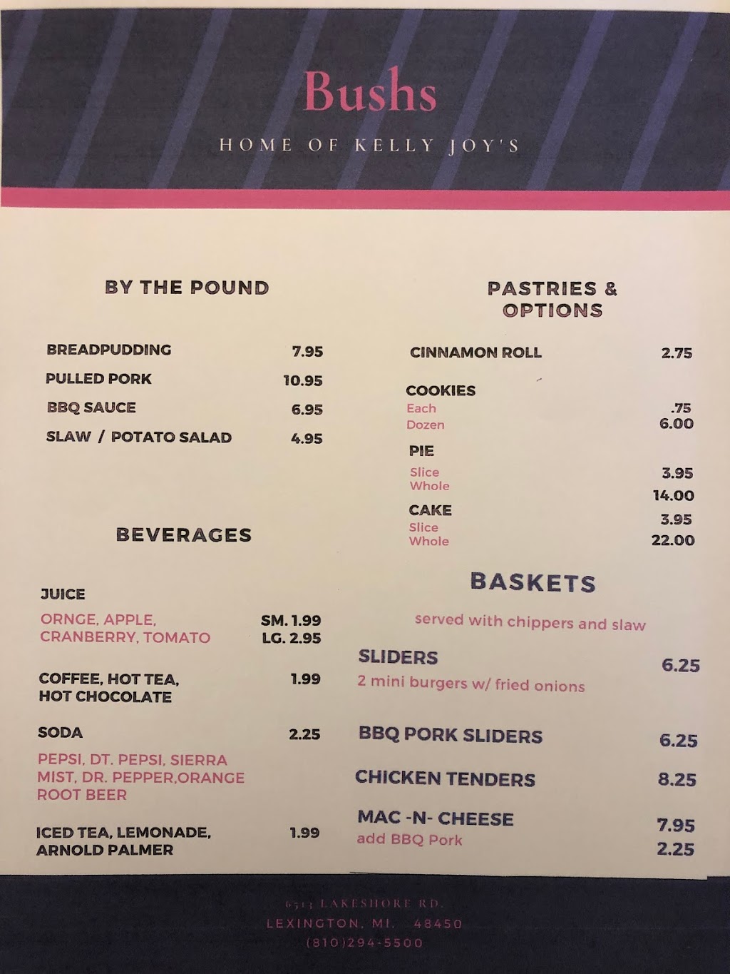 Bushs- Home of Kelly Joys | restaurant | 6513 Lakeshore Rd, Lexington, MI 48450, USA | 8102945500 OR +1 810-294-5500