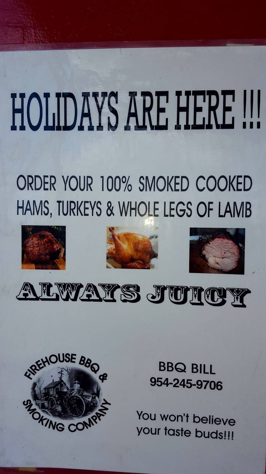 Firehouse BBQ & Smoking Co. | restaurant | 6401 Sheridan St, Hollywood, FL 33024, USA | 9542459706 OR +1 954-245-9706