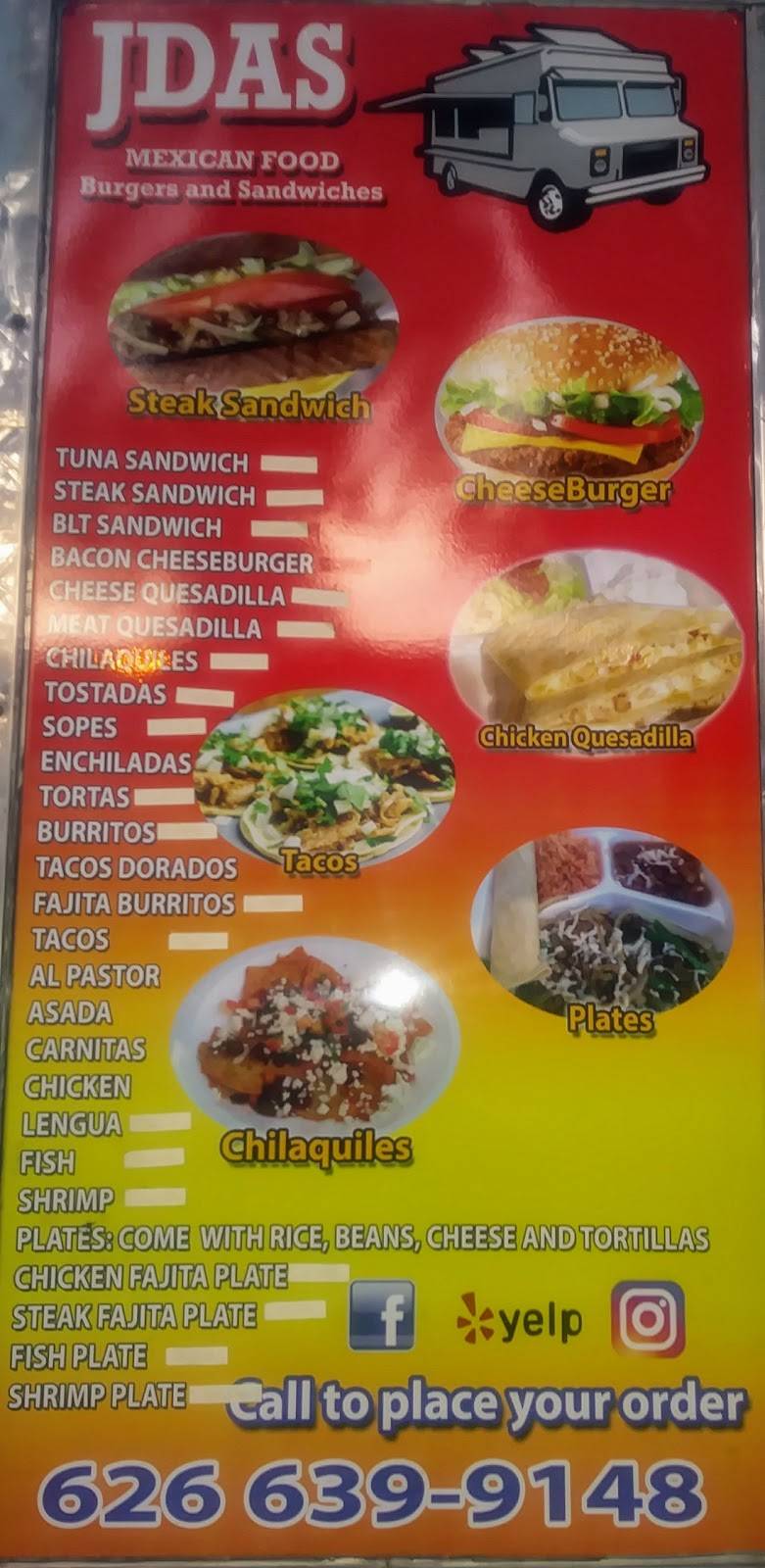 JDAS MEXICAN FOOD | restaurant | 1879-1880 Lake Ave, Altadena, CA 91001, USA | 6266399148 OR +1 626-639-9148